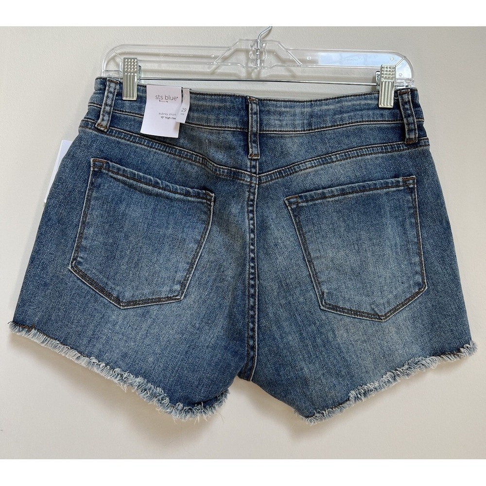 STS BLUE WOMENS AUBREY 10" HIGH RISE CUTOFF DENIM JEAN SHORTS 29 GRUNGE CLASSIC - Picture 4 of 15